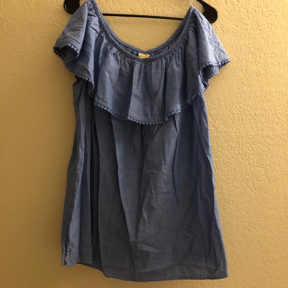 Off-Shoulder Chambray Blouse!